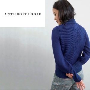 NWT Anthropologie Adilyn Navy Blue Cable Knit Sweater